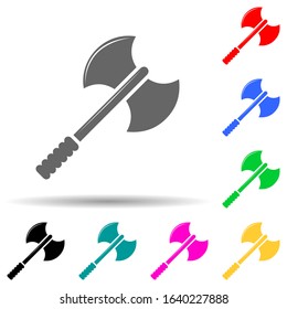 Double-sided tactical ax multi color style icon. Simple glyph, flat vector of fight icons for ui and ux, website or mobile application