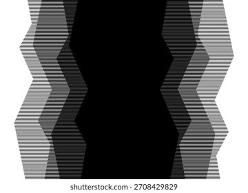 Transición de doble cara de negro a blanco de Formas geométricas rotas a rayas. Patrón de Vector. Rayas. Fondo de Vector para cubiertas, publicidad, embalaje