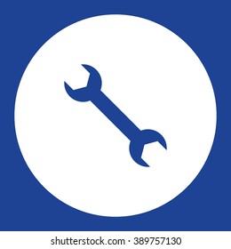 Double-sided wrench. Vector icon blue and white
