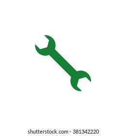 Double-sided wrench. Vector icon green
