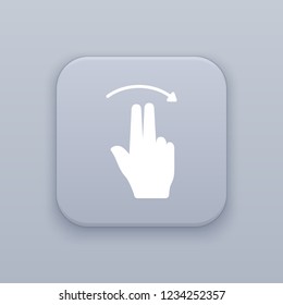 Double-tap right, gray vector button with white icon on gray background
