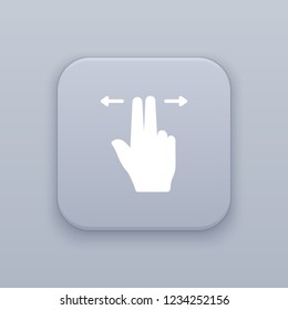 Double-tap slide, gray vector button with white icon on gray background