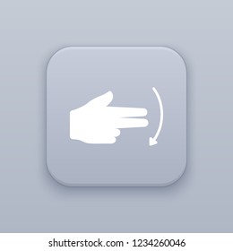 Double-tapping down, gray vector button with white icon on gray background