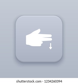 Double-tapping down, gray vector button with white icon on gray background