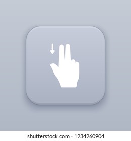 Double-tapping down, gray vector button with white icon on gray background
