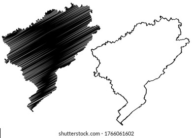 Doubs Department (France, French Republic, Bourgogne-Franche-Comte region, BFC) map vector illustration, scribble sketch Dubs map