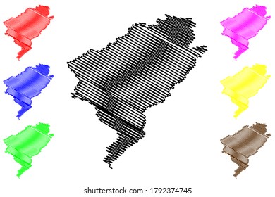 Doubs Department (France, French Republic, Bourgogne-Franche-Comte region, BFC) map vector illustration, scribble sketch Dubs map