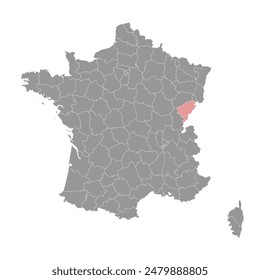 Doubs department map, administrative division of France. Vector illustration.