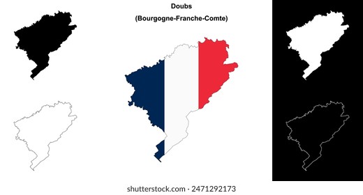 Doubs department outline map set