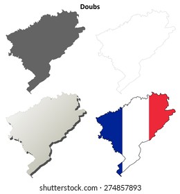 Doubs (Franche-Comte) outline map set