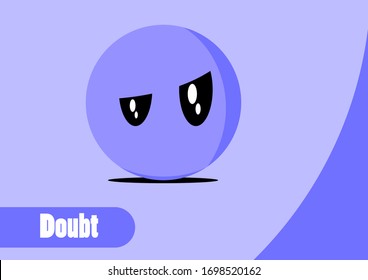 Doubt blue emoticon with background