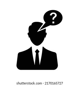 Doubt, confusion icon. Black vector illustration.