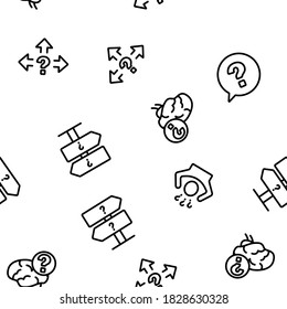 Doubt And Confusion Vector Seamless Pattern Thin Line Illustration