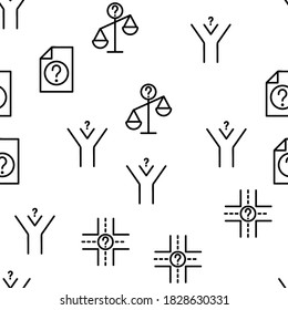 Doubt And Confusion Vector Seamless Pattern Thin Line Illustration