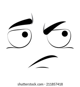 a doubt facial expression on a white background