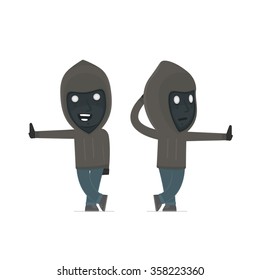 Doubt and Funny Character Anonymous Hackers leaned against the wall and shares information. for use in presentations, etc.