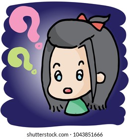 doubt girl cartoon vector character