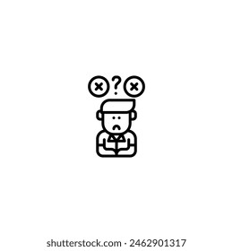 icono de contorno de hipótesis de duda e ilustración