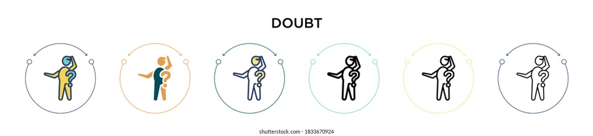 Doubt icon in filled, thin line, outline and stroke style. Vector illustration of two colored and black doubt vector icons designs can be used for mobile, ui, web