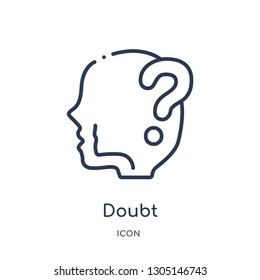 doubt icon from people skills outline collection. Thin line doubt icon isolated on white background.