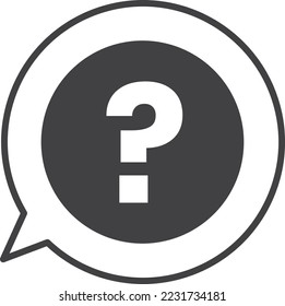 Doubt mark on text box illustration in minimal style isolated on background