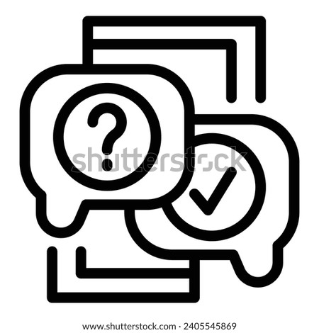 Doubt question icon outline vector. Making right decision. Dilemma answers examination