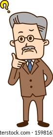 Doubt, senior businessman who cannot understand