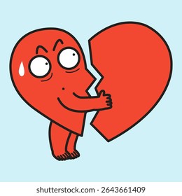 Doubted Broken Heart Trying To Collect Them Concept Cartoon Character illustration