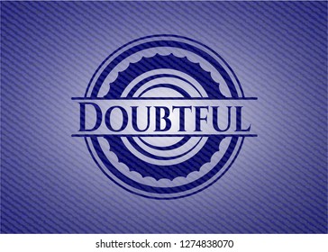 Doubtful badge with denim texture
