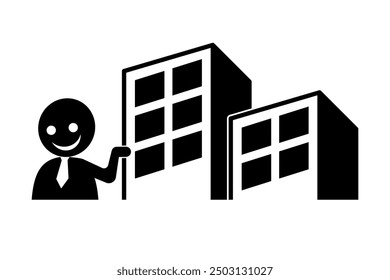 Doubtful estate agent icon. Vector.