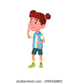 doubtful girl thinking about her bad grade cartoon vector. doubtful girl thinking about her bad grade character. isolated flat cartoon illustration
