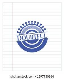 Doubtful pen effect. Blue ink. Vector Illustration. Detailed.