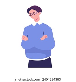 Surgen dudas sobre la seriedad de los caracteres. Ilustraciones vectoriales planas aisladas en fondo blanco