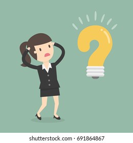 Doubting Business Woman. Business Concept Illustration.