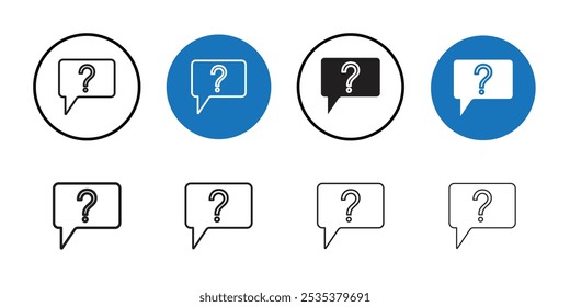 Doubts button icon Black line art vector logo set