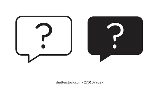 Símbolo de concepto de contorno de icono de Botón de dudas con trazo editable en blanco