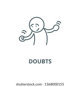 Doubts line icon, vector. Doubts outline sign, concept symbol, flat illustration