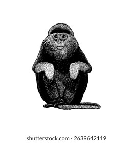 Douc hand drawing vector isolated on white background.