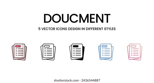 Conjunto de iconos de documento. Conveniente para la página web, aplicación móvil, interfaz de usuario, UX y GUI diseño, ilustración vectorial de stock