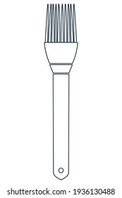 Dough brush. Baking brush. The product is used in the kitchen, cafe, restaurant. Silicone, metal, plastic. Equipment for food products. Flat, silhouette, linear, icon drawing, used in web design