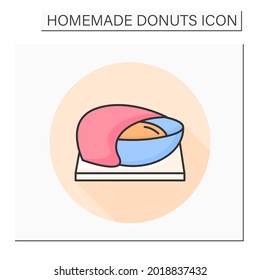 Dough color icon. Gluten relaxing and active yeast fermentation. Concept of home bread baking and fluffy texture donuts making. Cookbook pastry recipe. Isolated vector illustration