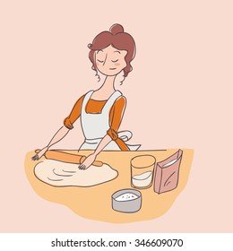 dough cook housewife vector illustration