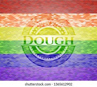 Dough emblem on mosaic background with the colors of the LGBT flag