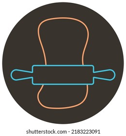 Dough gurney two color icon outline on dark brown round background.