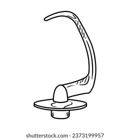 Dough hook of kneading machine on white background