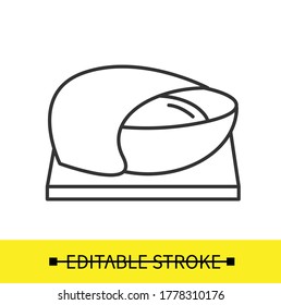 Dough icon. Gluten relaxing and active yeast fermentation line pictogram. Concept of home bread baking and fluffy texture donuts making. Editable stroke vector illustration for cookbook pastry recipe