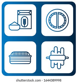 dough icon set. Collection of Flour, Cheburek, Bread, Dough icons