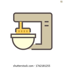 Máquina de amasar duro en el diseño de iconos vectoriales de procesamiento de alimentos sobre fondo blanco, trazo perfecto y editable de 64x64 píxeles.
