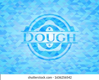 Dough light blue emblem with triangle mosaic background