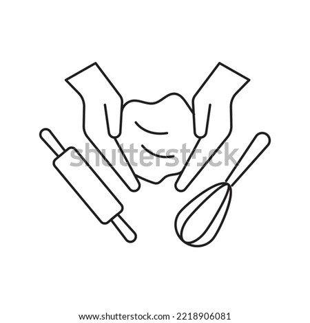 Dough making icon design. Graphic icon hands knead dough. Preparation ingredient for pasta, pizza, bread, baked and other dishes. vector illustration
